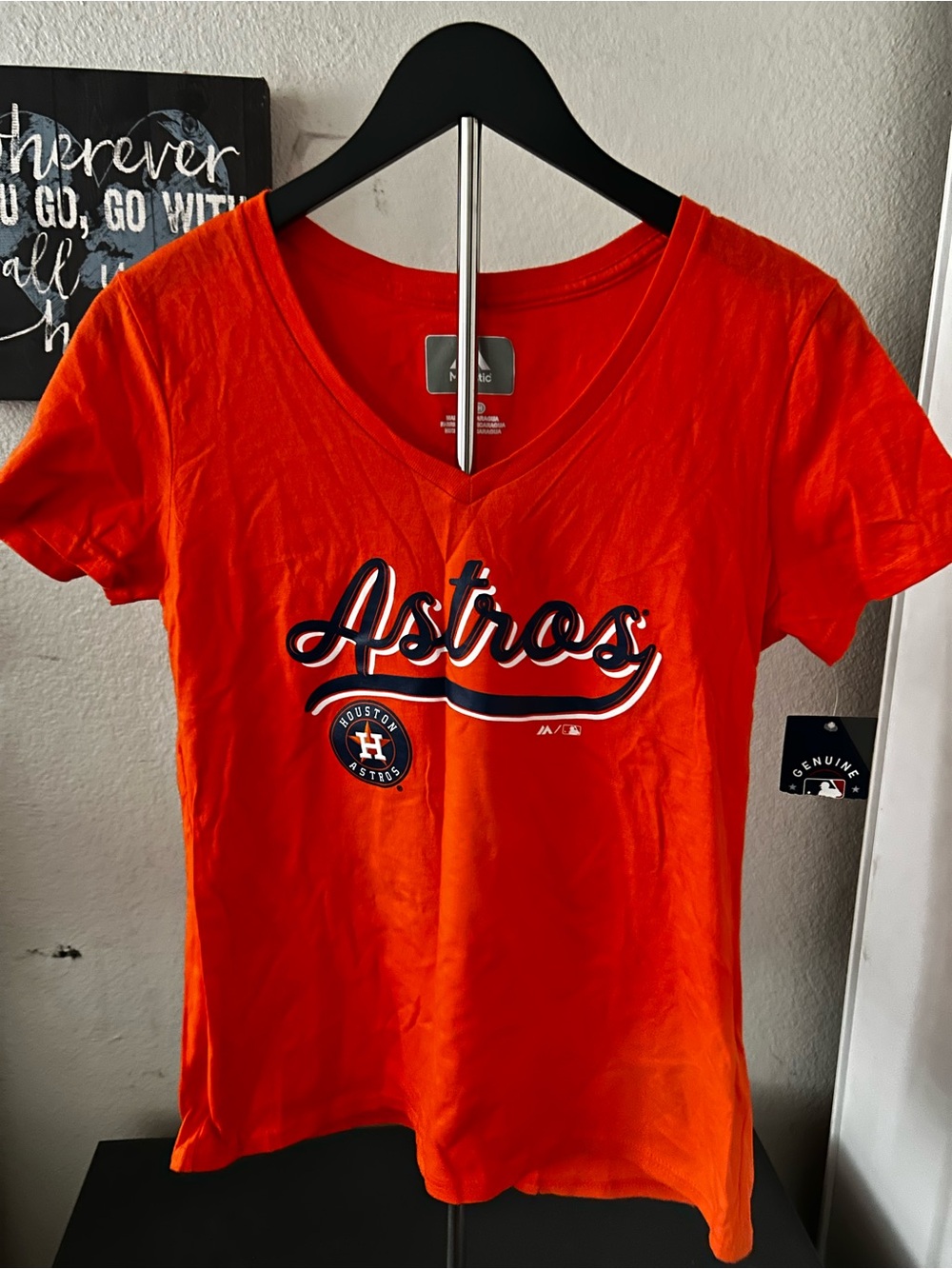 Majestic Women's Orange Houston Astros V-Neck Tee